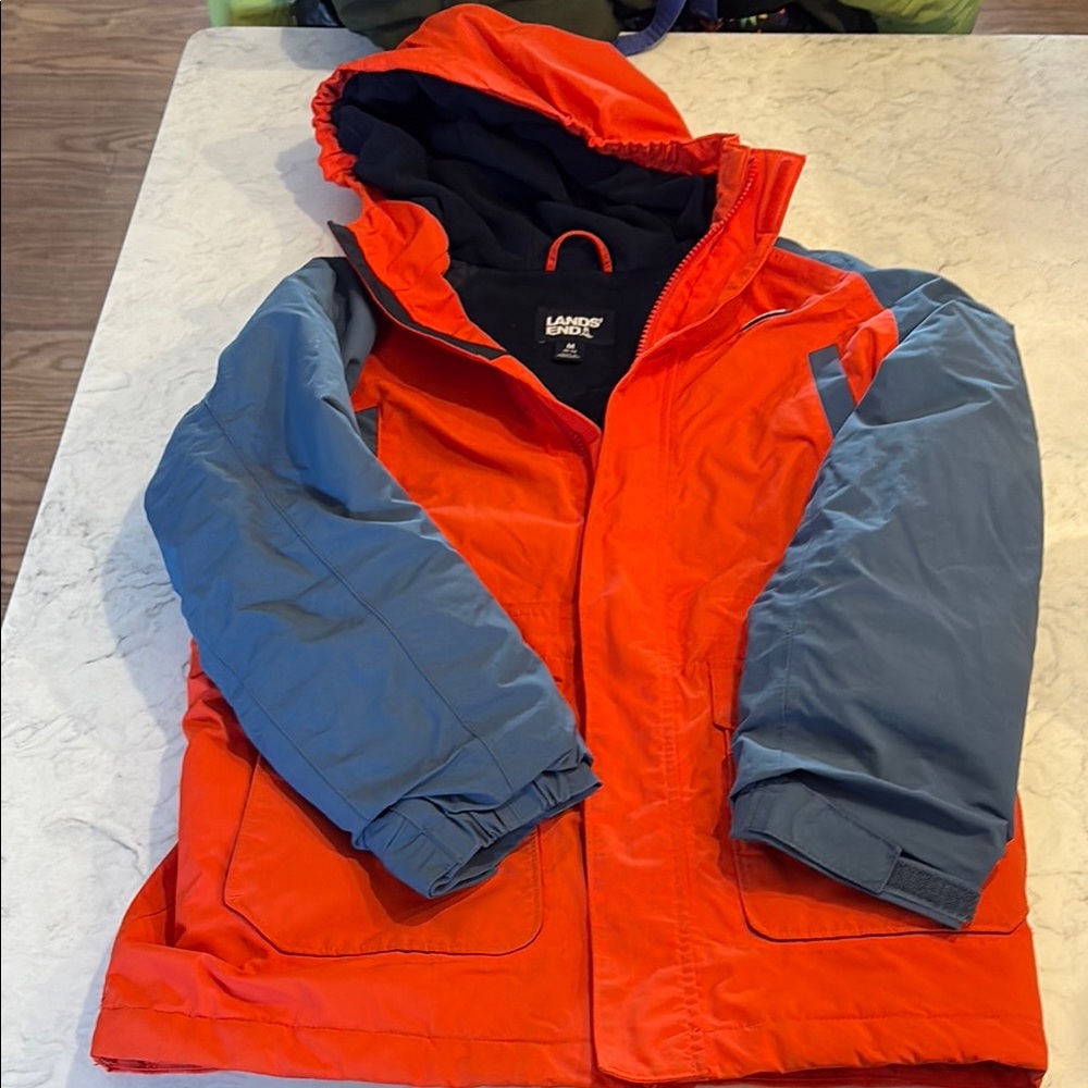 Lands' End Orange and Blue Winter Coat for Outdoor Adventures